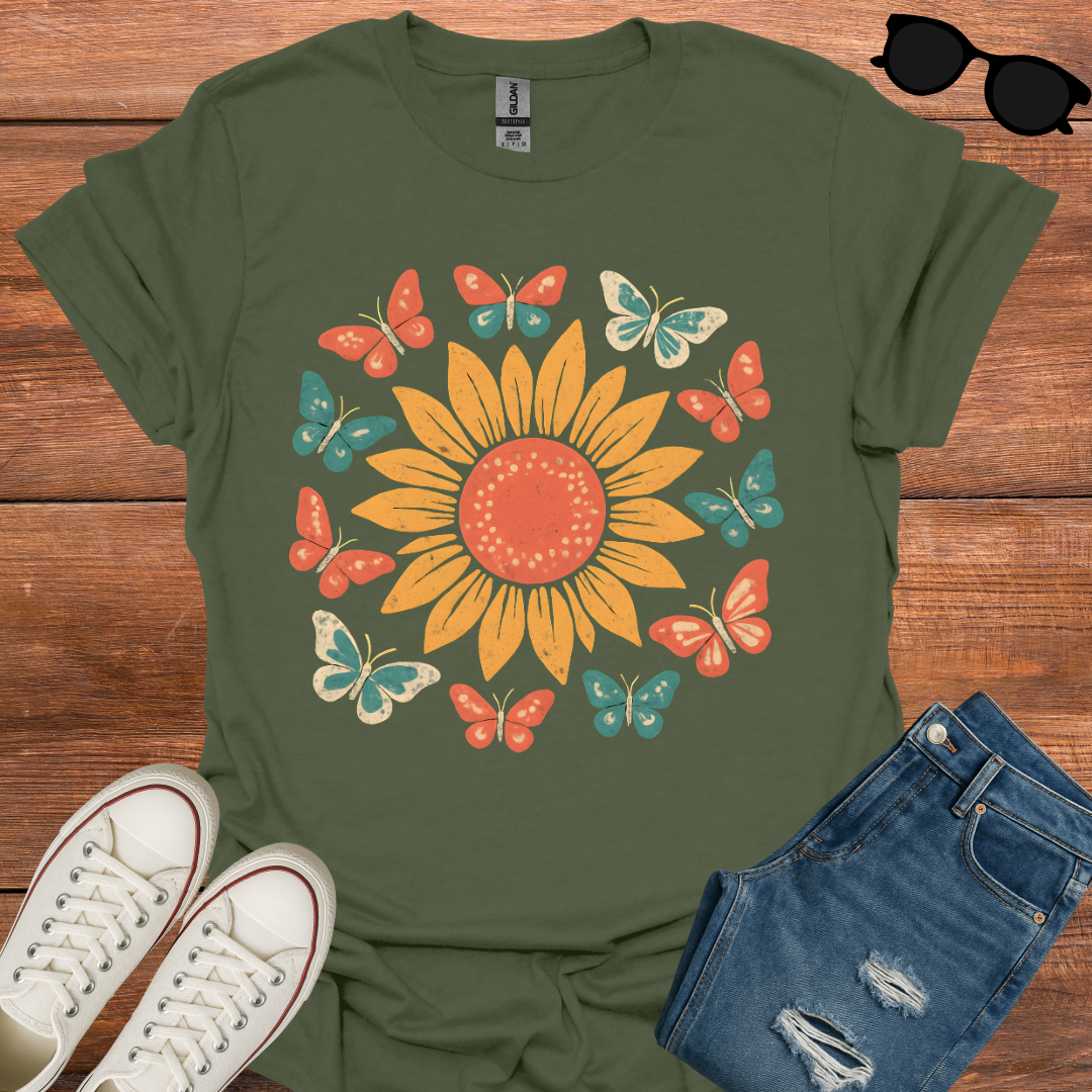 Boho Butterfly Flower T-Shirt