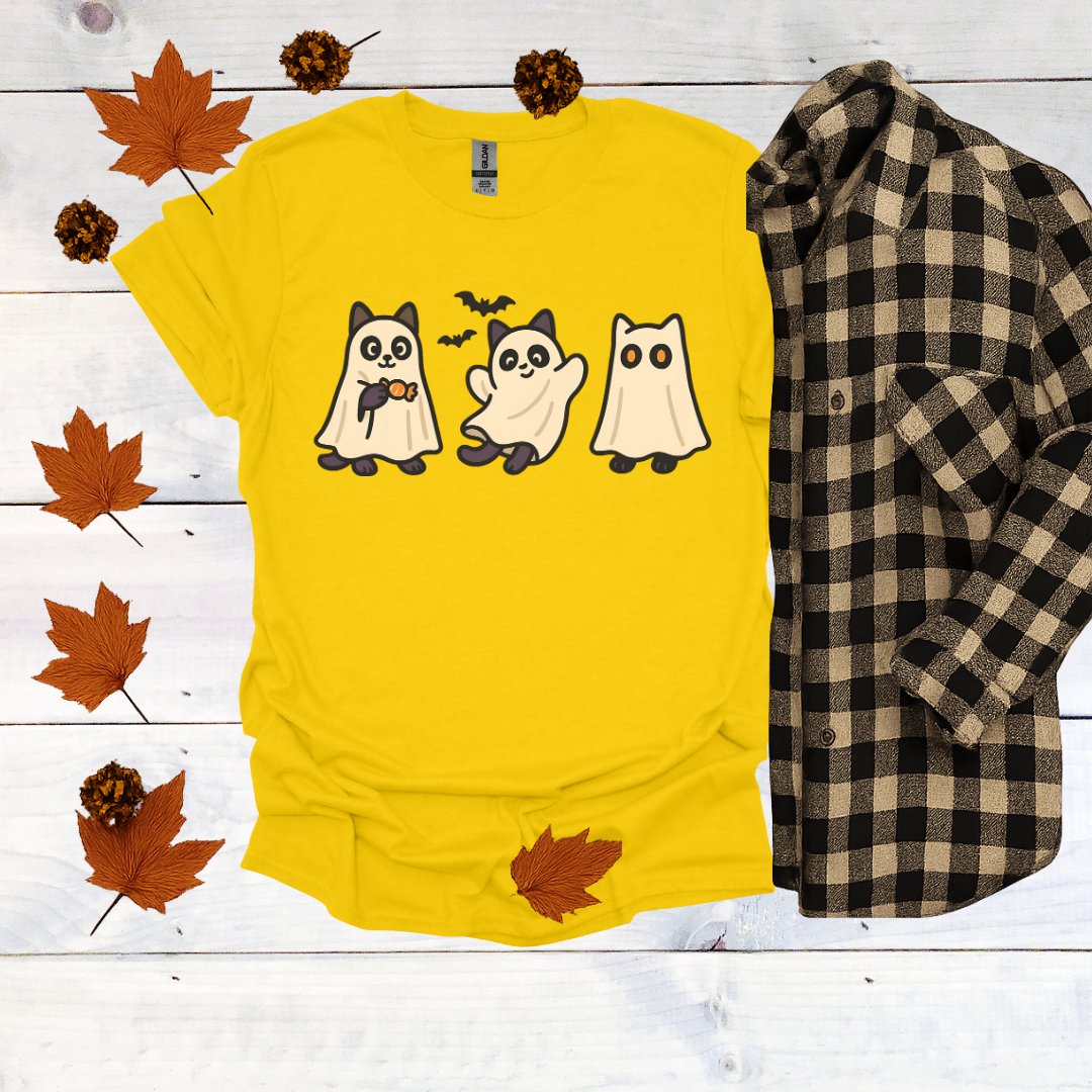 Ghostly Cats in Cream Sheets T-Shirt