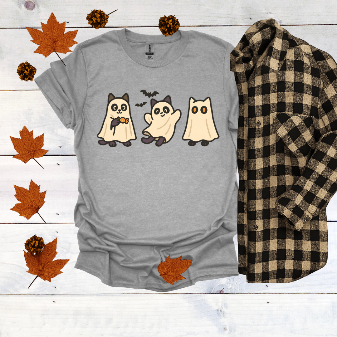 Ghostly Cats in Cream Sheets T-Shirt