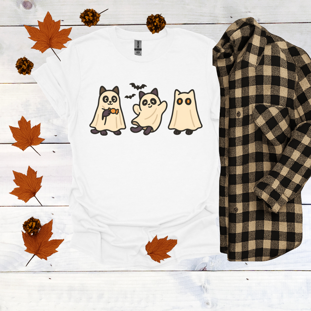 Ghostly Cats in Cream Sheets T-Shirt