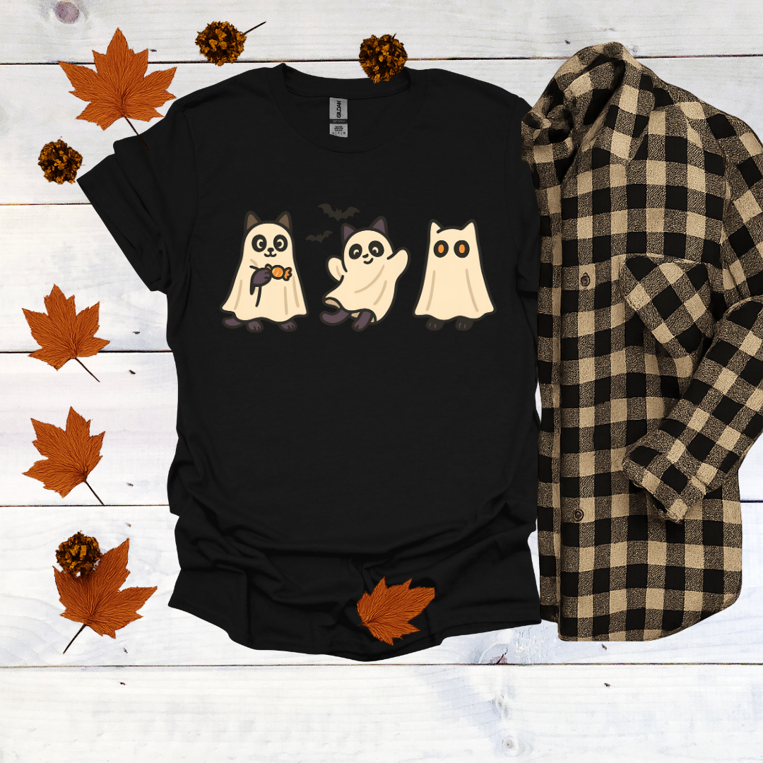 Ghostly Cats in Cream Sheets T-Shirt