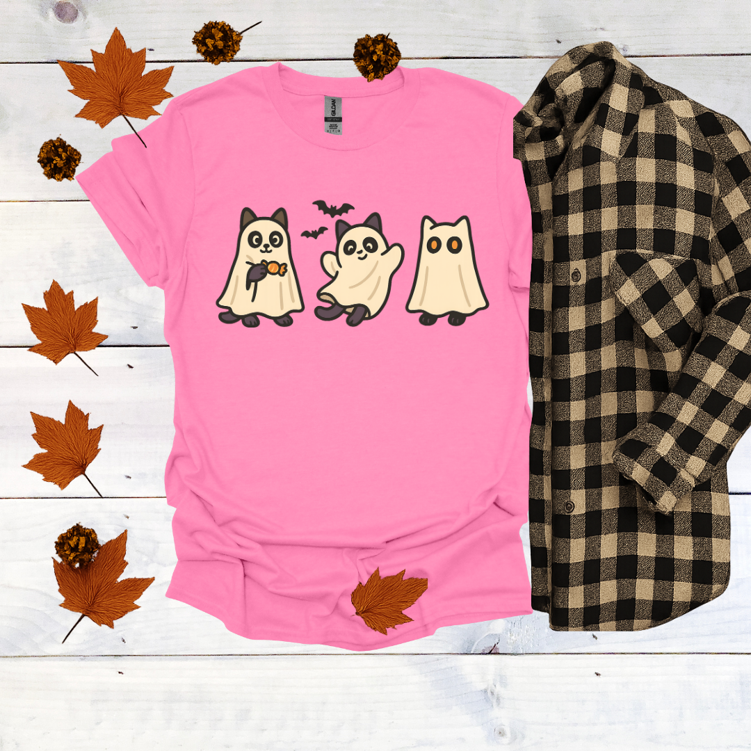 Ghostly Cats in Cream Sheets T-Shirt