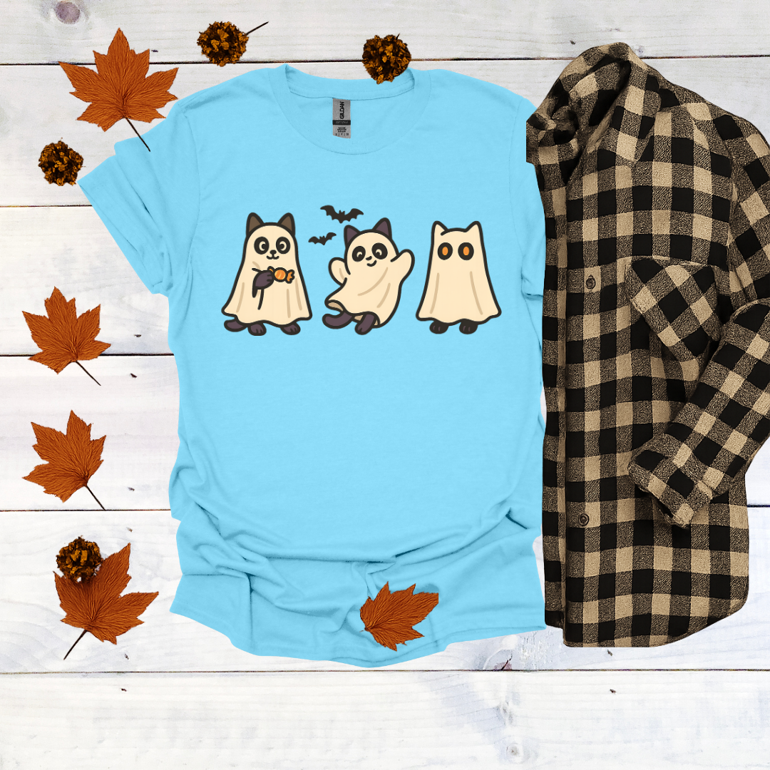 Ghostly Cats in Cream Sheets T-Shirt