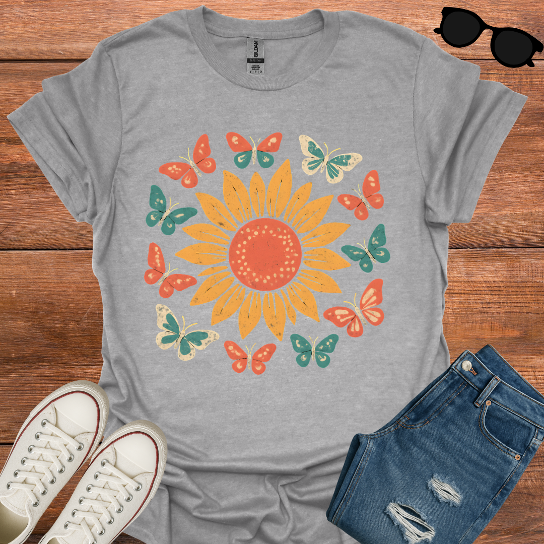Boho Butterfly Flower T-Shirt