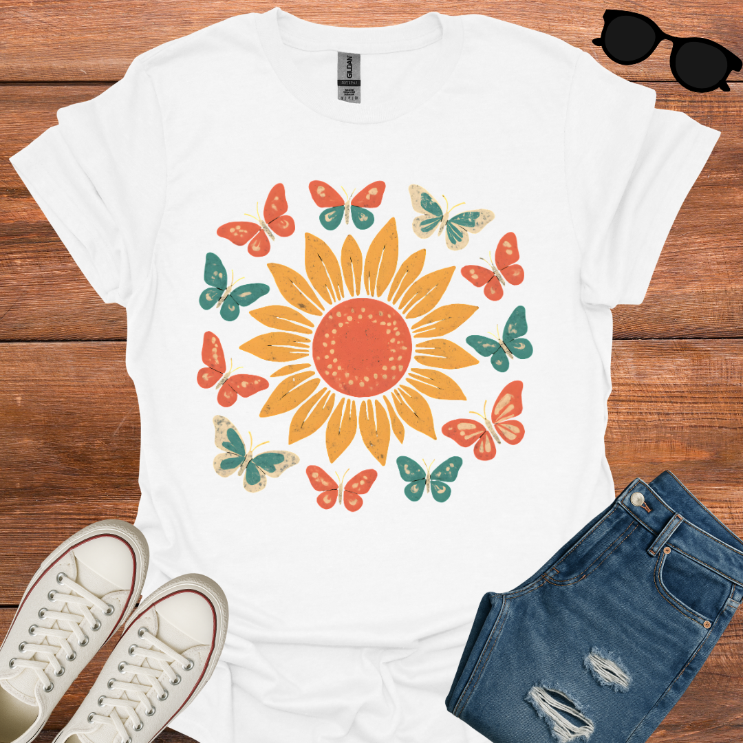 Boho Butterfly Flower T-Shirt