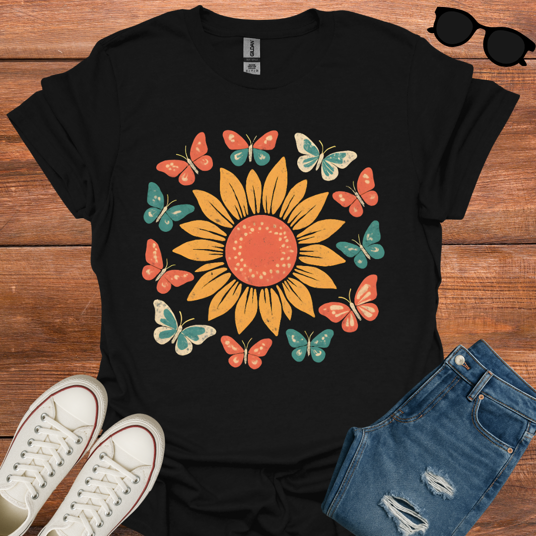 Boho Butterfly Flower T-Shirt