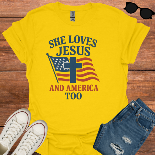 She Loves Jesus And America Too T-Shirt